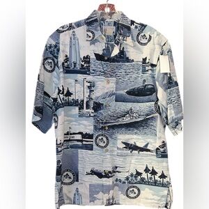 Reyn Spooner Hawaiian Aloha Shirt Mens S Small Pearl Harbor Hickam Naval Base